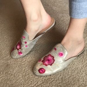 Embroidered mules